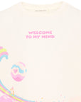 T-shirt panna con stampa multicolore Billieblush