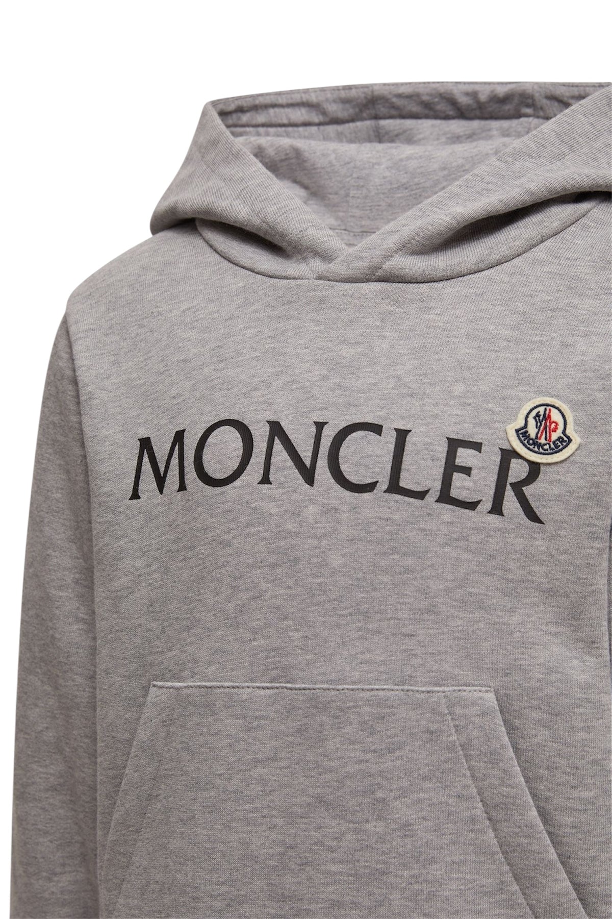 Felpa grigia con stampa logo Moncler a contrasto frontale