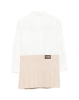 Abito in cotone bianco con ruches e dettaglio logo Fendi