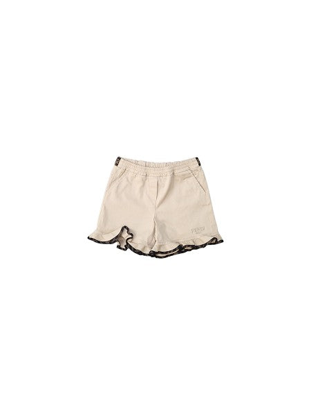 Pantaloncino beige con ruches logate Fendi