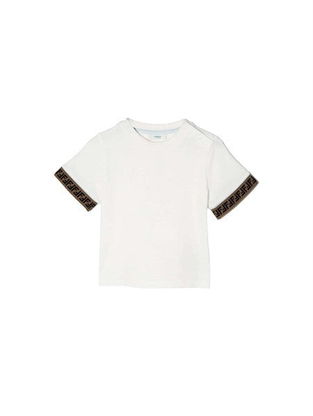 T-shirt bianca con dettagli logo Fendi