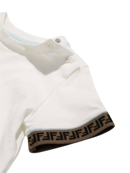 T-shirt bianca con dettagli logo Fendi