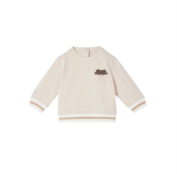 Felpa beige con stampa orso Fendi