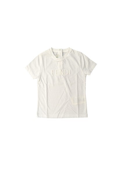 T-shirt bianca con dettaglio logo Fendi
