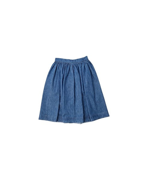 Gonna di jeans blu con logo cucito Fendi