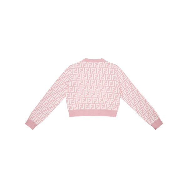 Cardigan rosa con dettagli FF Fendi