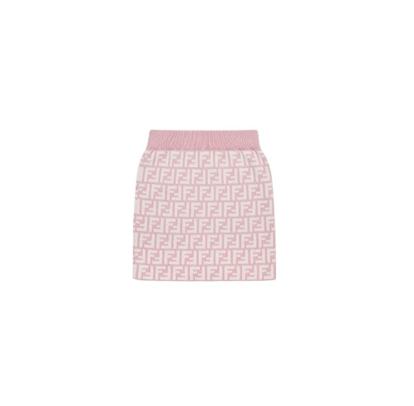 Gonna rosa con deggli logo FF Fendi