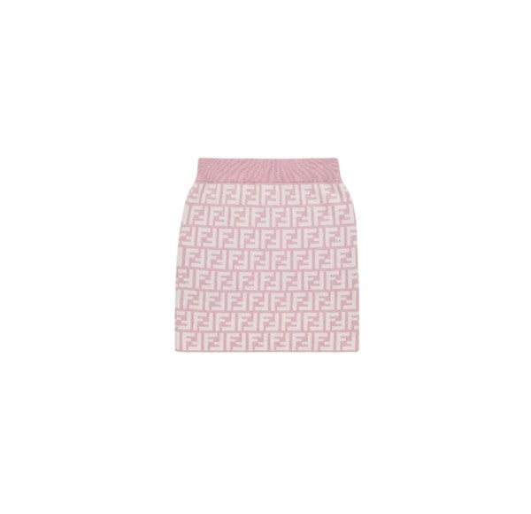 Gonna rosa con dettagli logo FF Fendi
