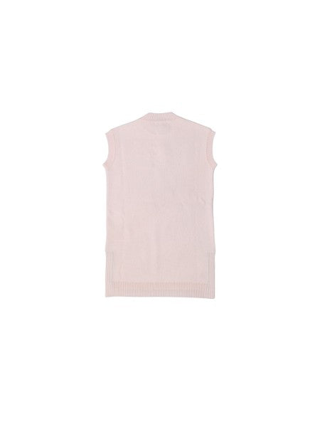 Abito in maglia rosa con logo cucito frontale Fendi
