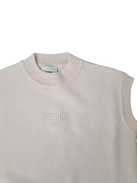 Abito in maglia rosa con logo cucito frontale Fendi