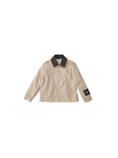 Giacca trapuntata beige con dettagli logo Fendi