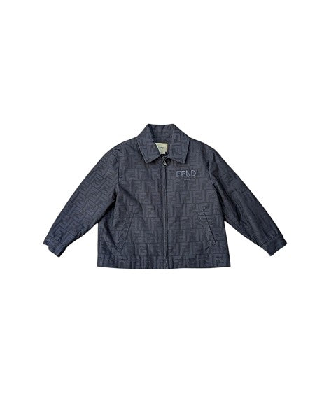 Giacca blu con logo a intarsio FF Fendi