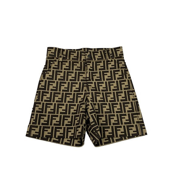 Bermuda marrone con logo FF Fendi a contrasto