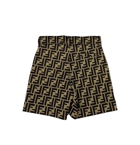 Bermuda marrone con logo FF Fendi a contrasto