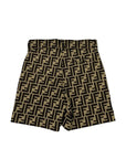 Bermuda marrone con logo FF Fendi a contrasto