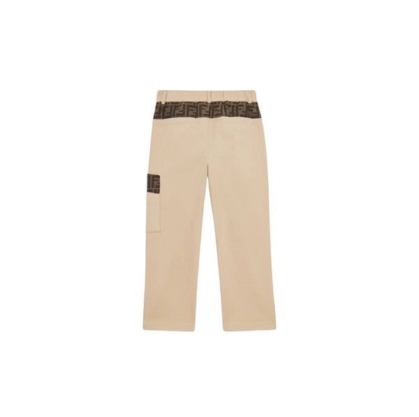 Pantalone beige con dettagli logo FF Fendi