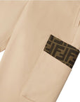 Pantalone beige con dettagli logo FF Fendi
