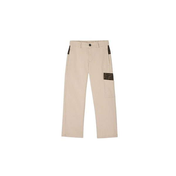 Pantalone beige con dettagli logo Fendi