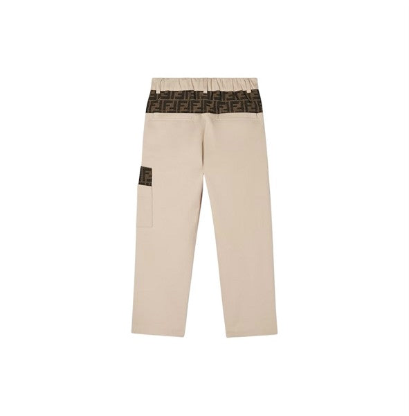 Pantalone beige con dettagli logo Fendi