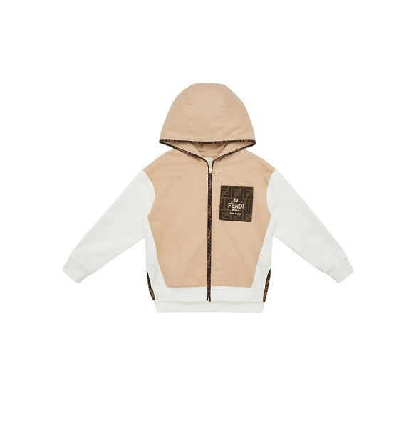 Felpa beige con dettagli logo FF Fendi