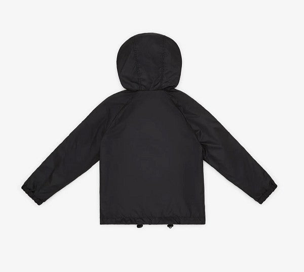 Giubbino reversibile in nylon nero e stampa logo FF marrone Fendi