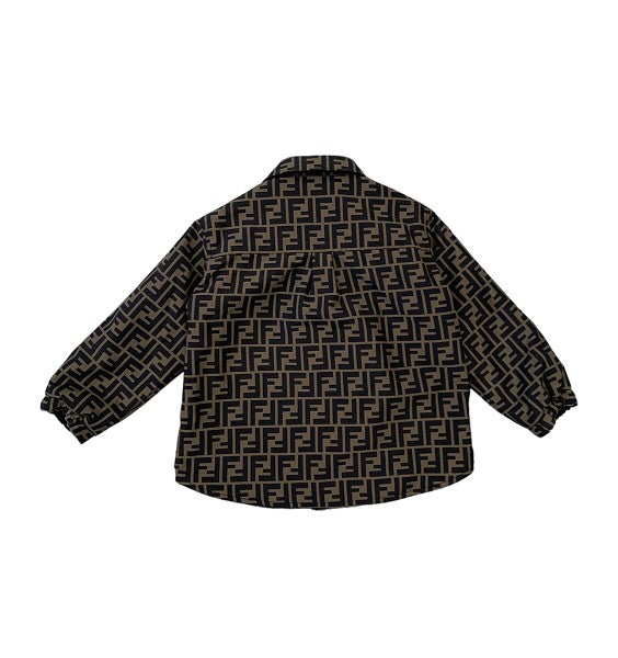 Giacca camicia reversibile nero e con stampa FF Fendi