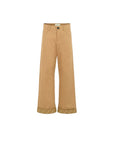Pantalone beige con risvolto logato Fendi