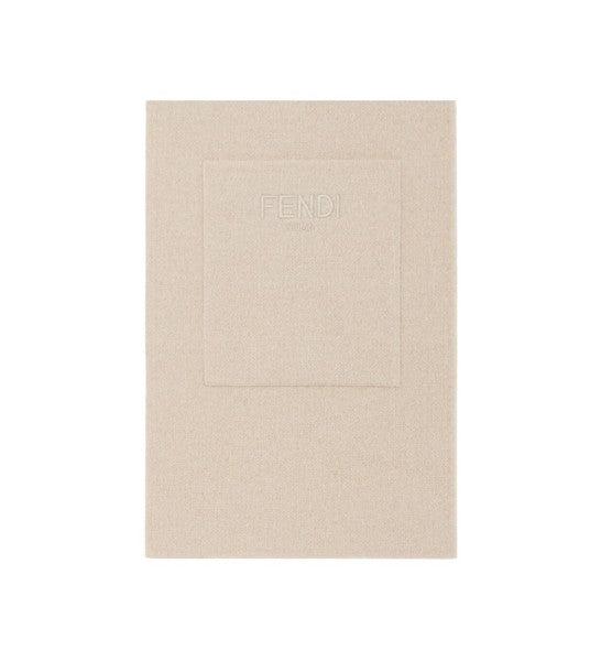 Sciarpa beige reversibile con dettagli logo Fendi
