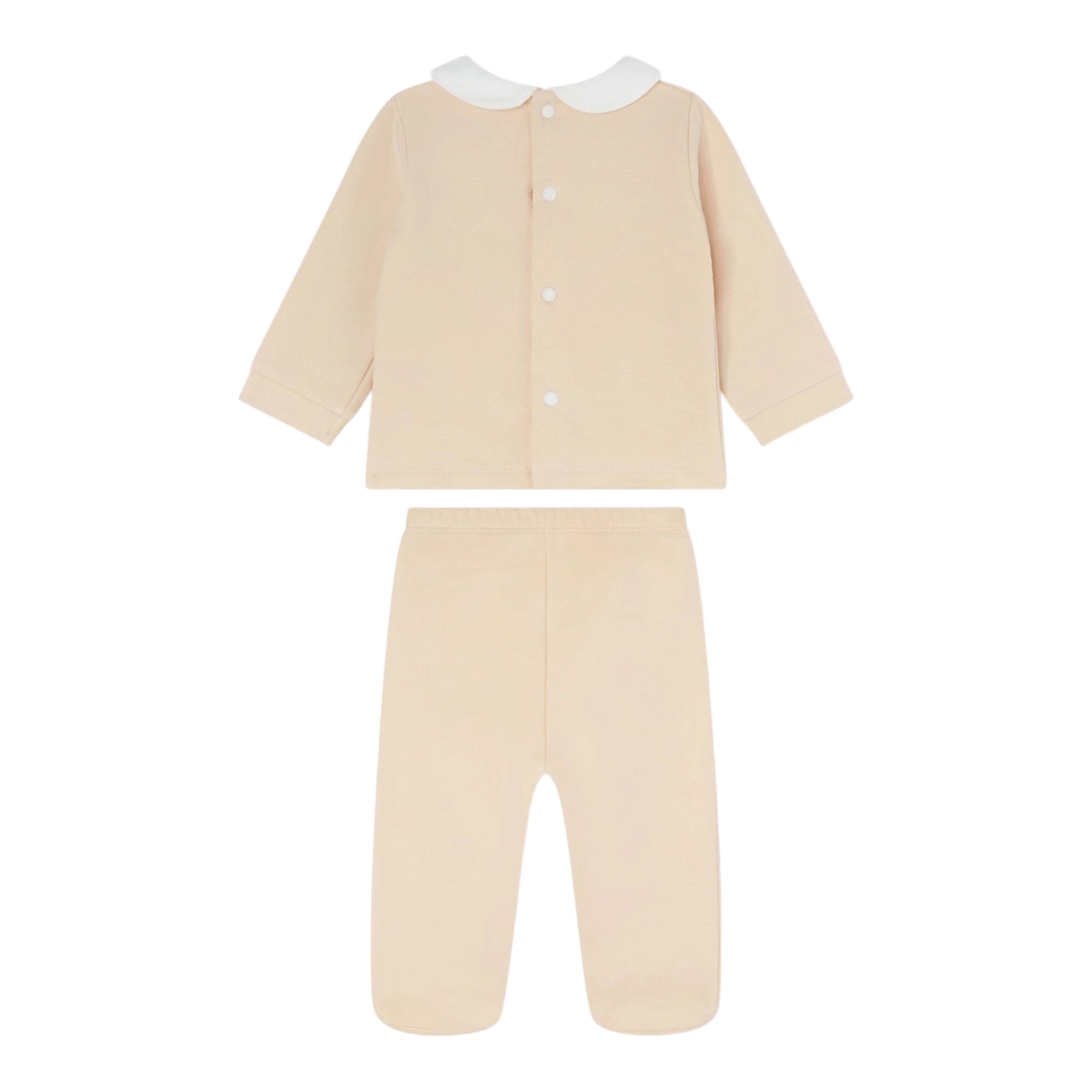 Completo 2 pezzi beige t-shirt e pantalone con patch orso Nanan