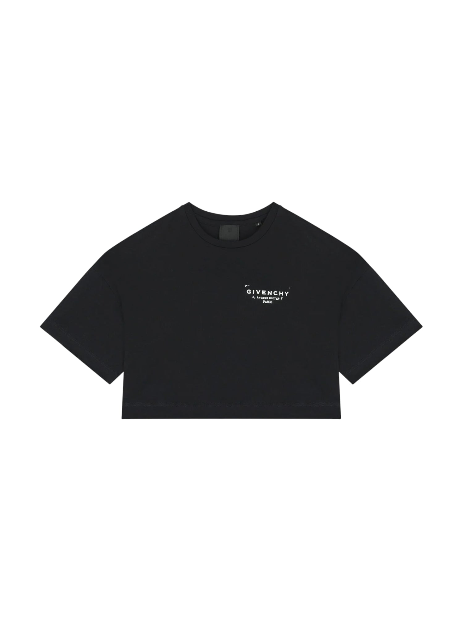 T-shirt nera cropped con stampa logo Givenchy