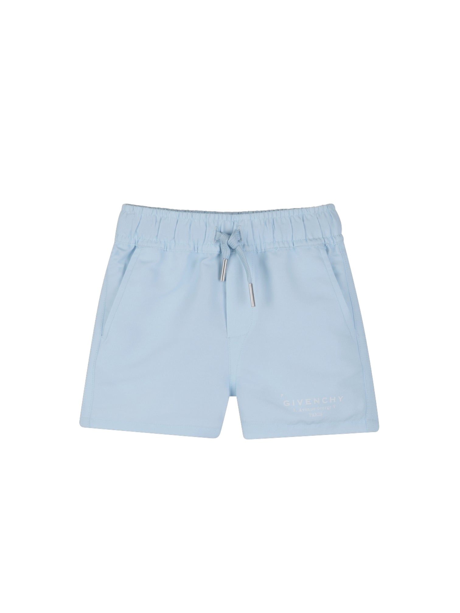 Pantaloncino azzurro con stampa logo Givenchy