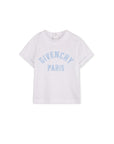 T-shirt bianca con logo Givenchy azzurro cucito