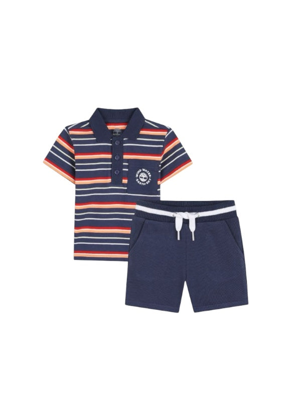 Completo blu polo e bermuda blu Timberland