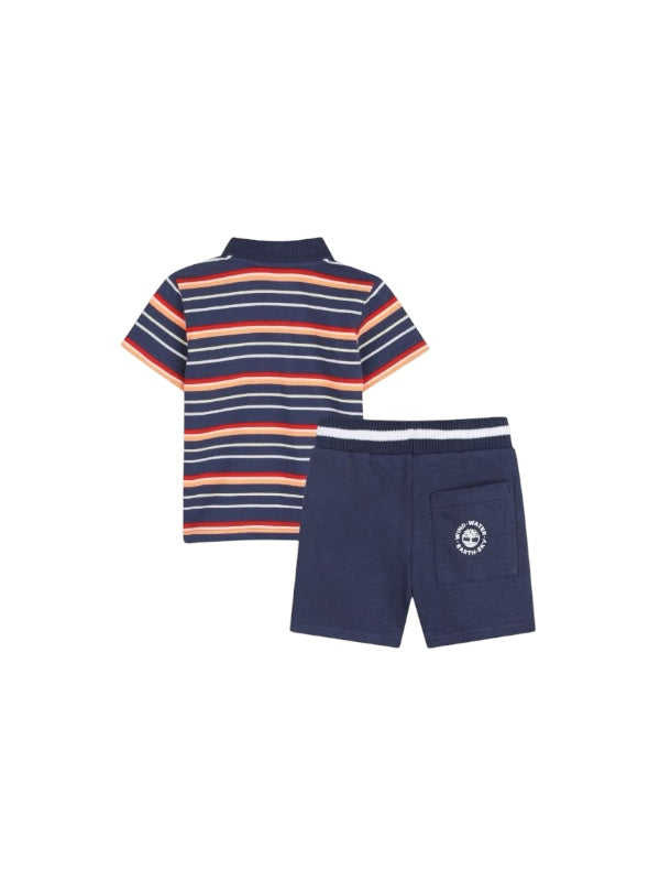 Completo blu polo e bermuda blu Timberland