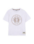 T-shirt felpa bianca con logo Boss cucito frontale