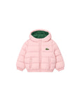 Giubbino rosa con patch logo Lacoste