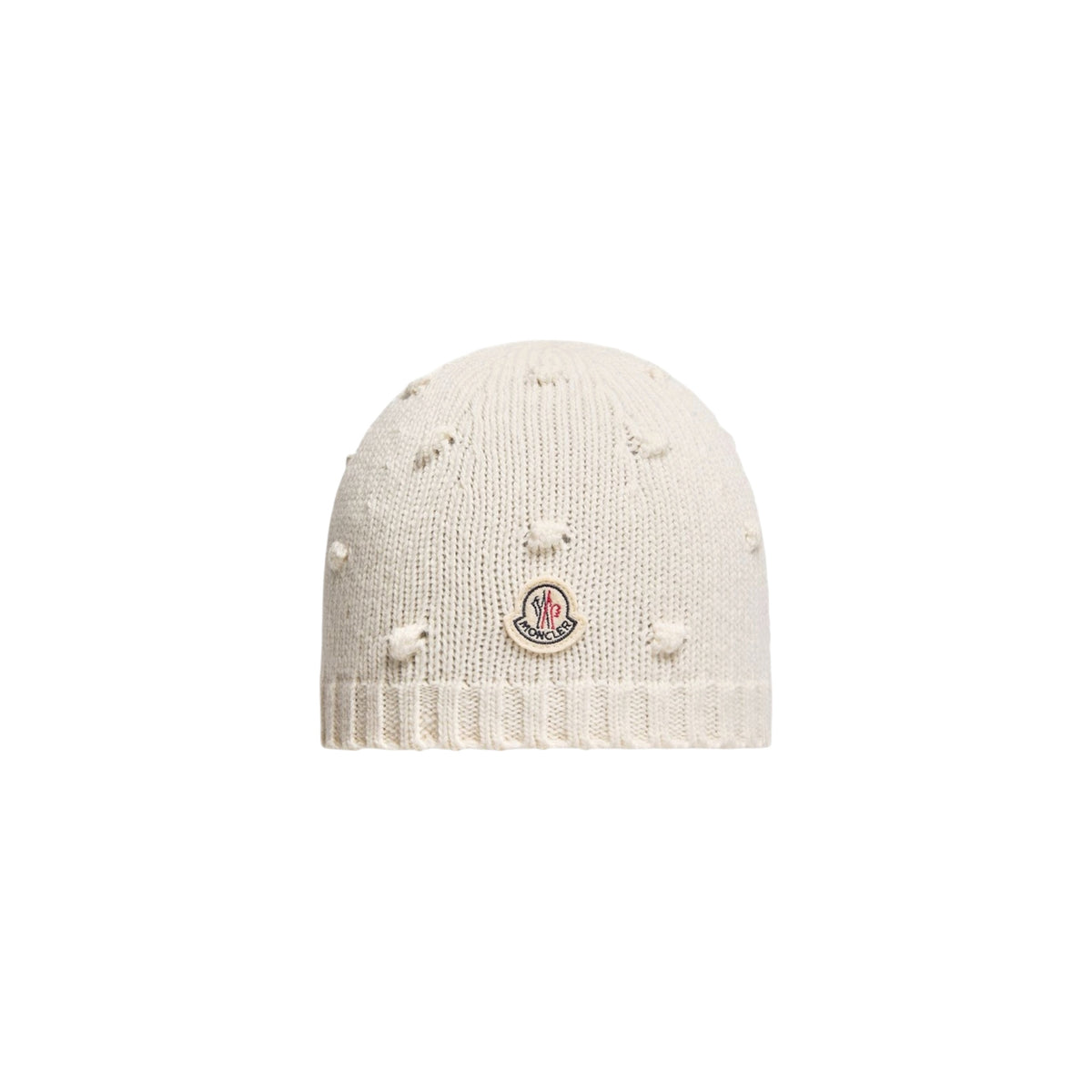 Cappello bianco con dettagli pois e patch logo Moncler