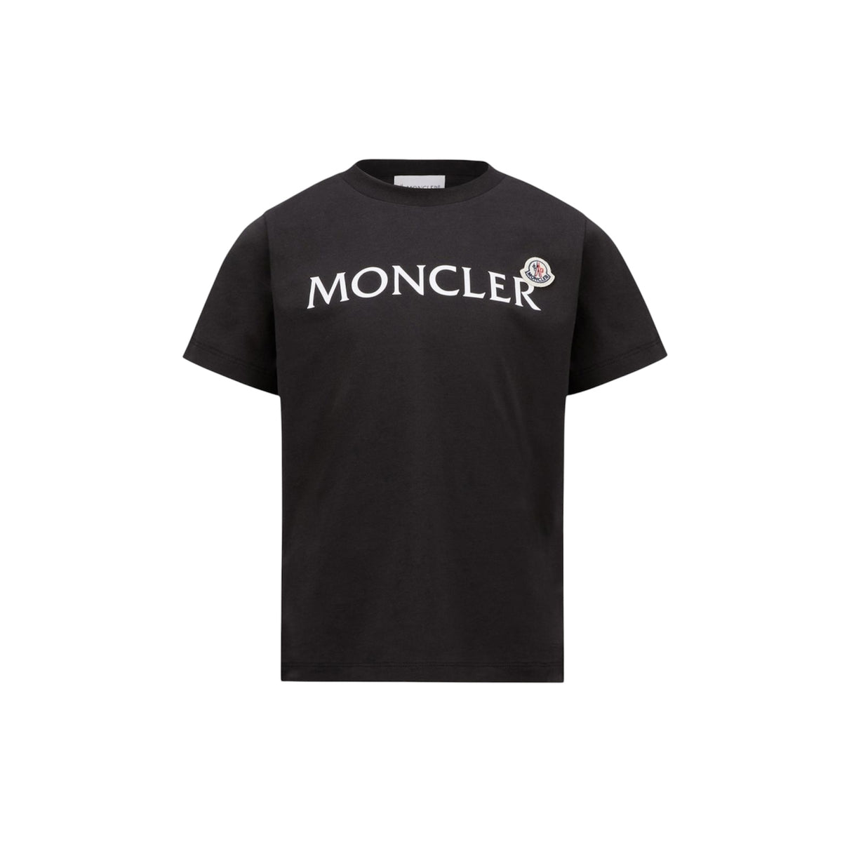 T-shirt nera con logo classico Moncler a contrasto