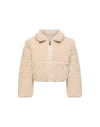 Felpa teddy panna con patch Moncler