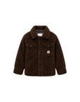 Camicia teddy marrone con patch logo Moncler