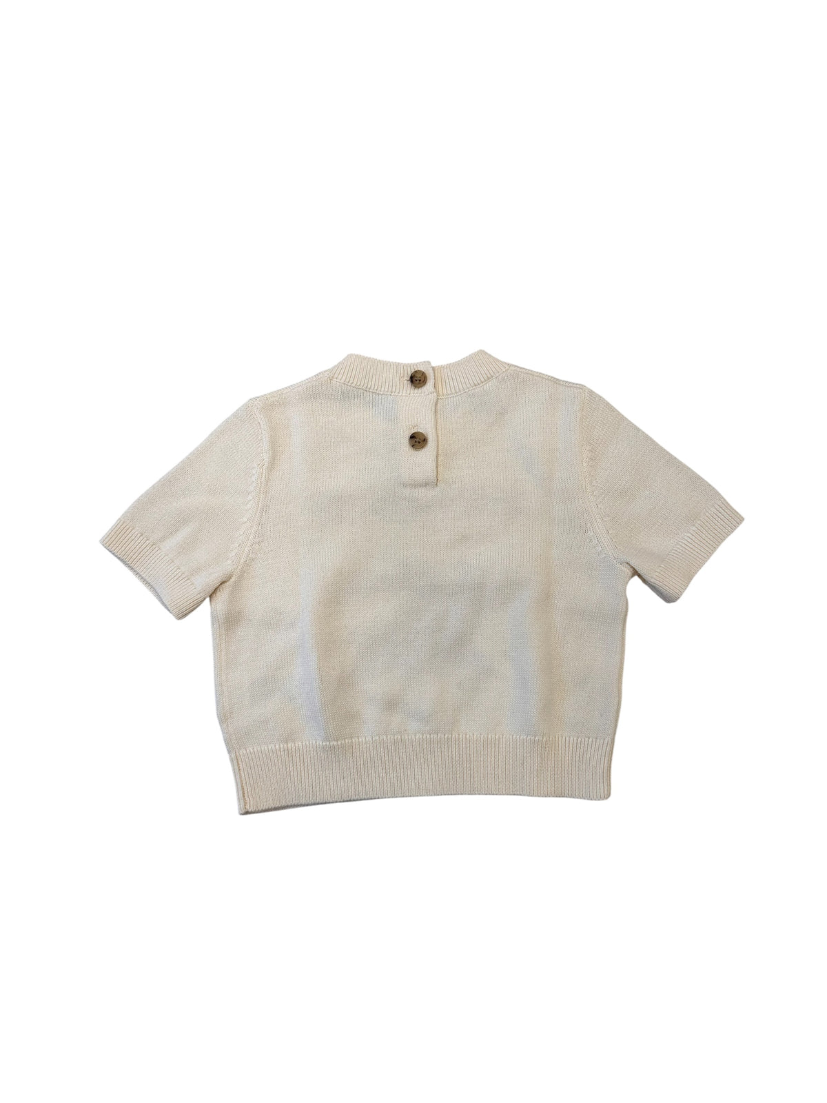 Maglione in misto cotone mezza manica con logo ad intarsio Burberry