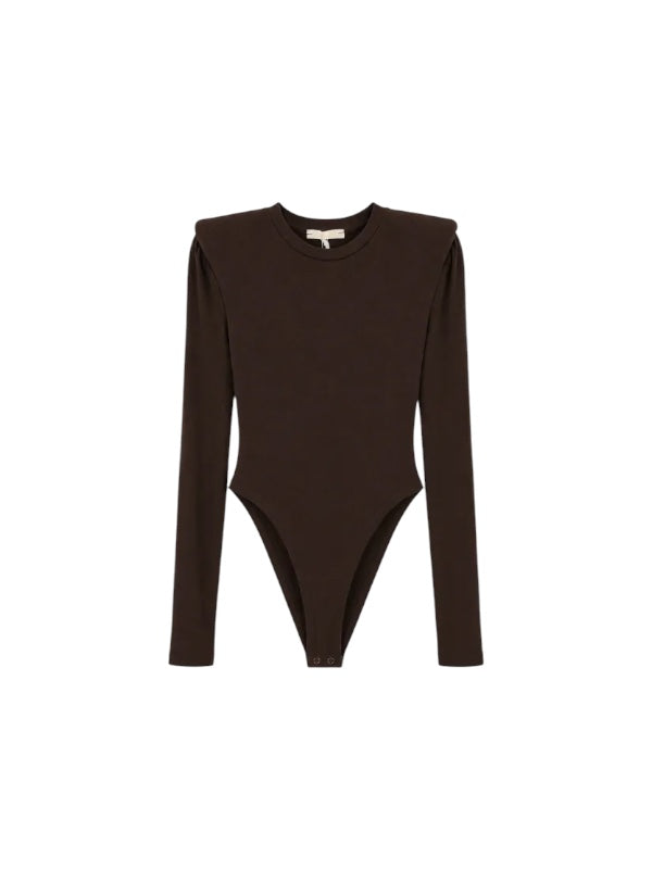 Body marrone elasticizzato con dettagli logo Lulu