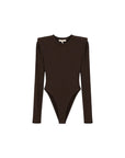 Body marrone elasticizzato con dettagli logo Lulu