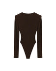 Body marrone elasticizzato con dettagli logo Lulu