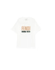 T-shirt bianca con dettagli cuciti logo Fendi
