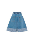 Bermuda di jeans blu con dettagli logo Fendi