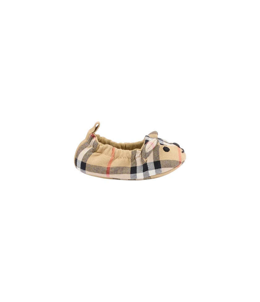 Scarpa culla beige con fantasia check Burberry