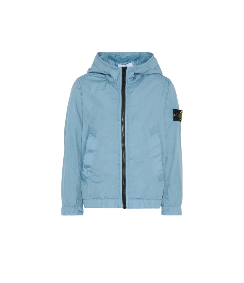 Giubbino azzurro con dettagli logo Stone Island