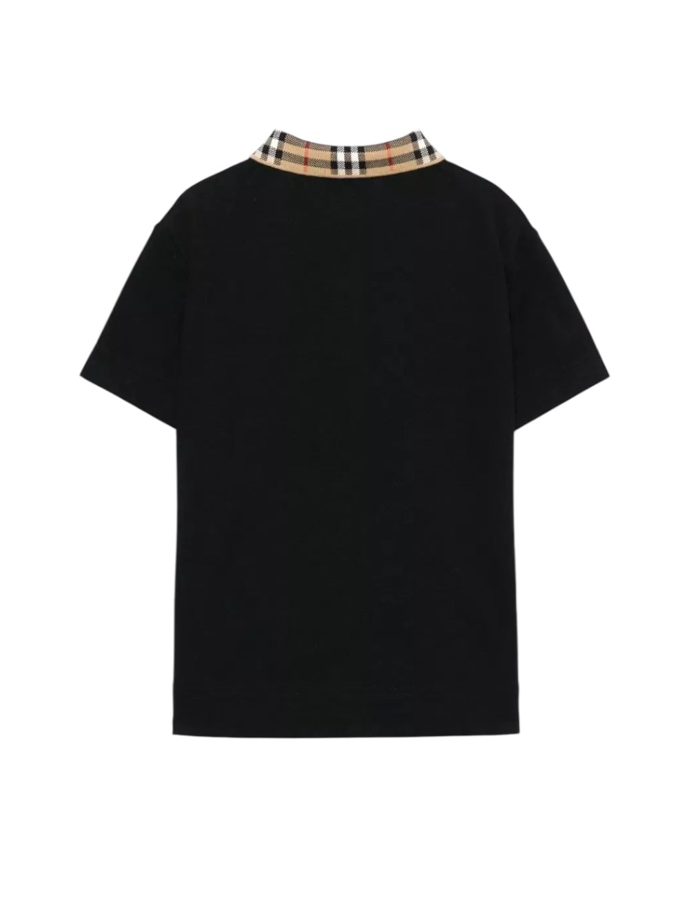 Polo nera con dettagli check Burberry