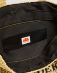 Borsa in paglia beige con dettagli logo Sundek nero